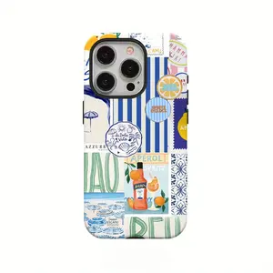 Italian Riviera Summer Collage Design - Durable, Shock-Absorbing, and Glossy 2-in-1 Phone Case. Compatible with iPhone 17, 16, 15, 14, 13, 12, 11, X, Samsung series, and other models. Makes for a perfect holiday gift for friends or family.