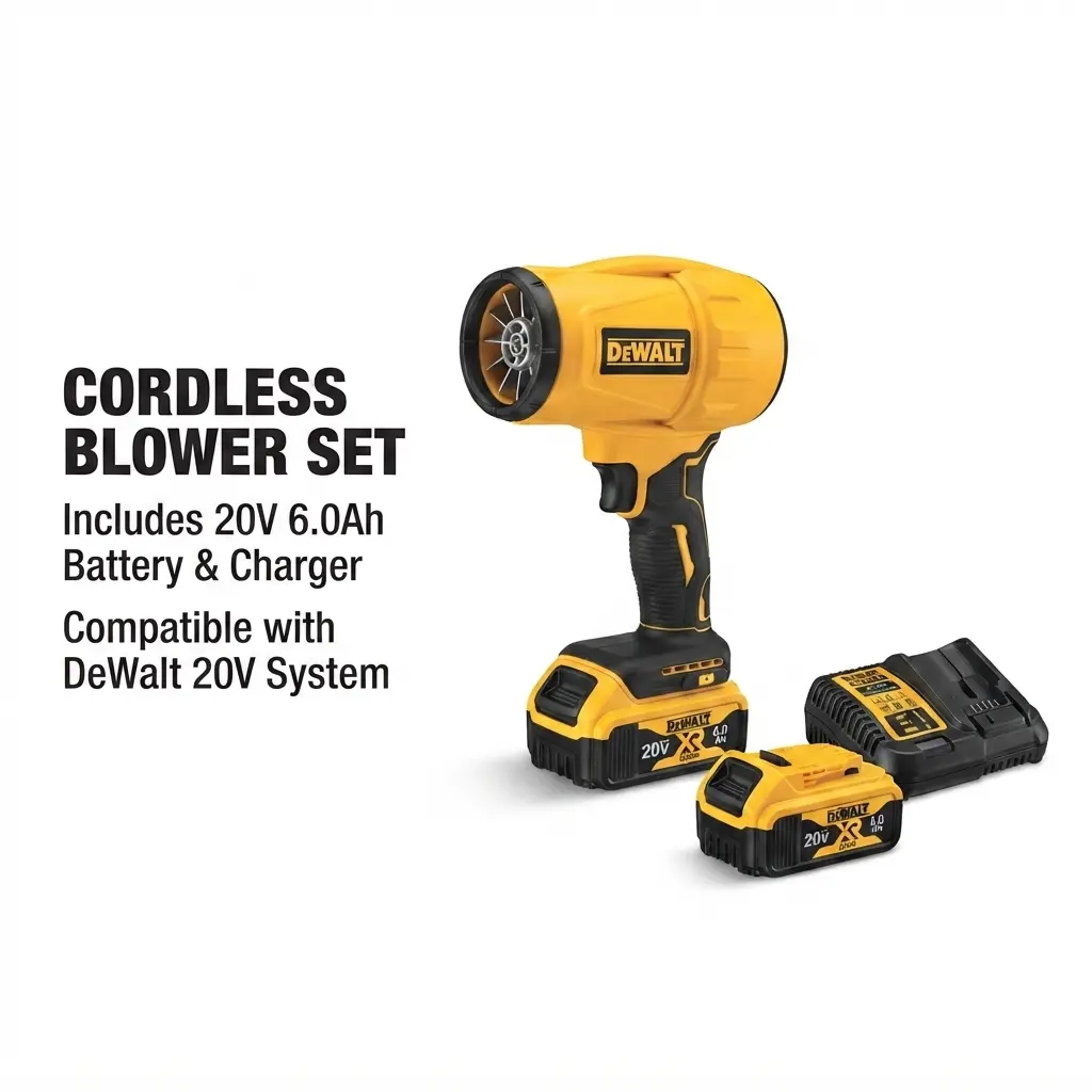 DEWALT 20V Cordless Brushless Jet Fan Blower Full Set With Charger 4 Speed Modes And Nozzle Attachments For Dusting Leaf Blowing And Computer Keyboard Cleaning high-speed