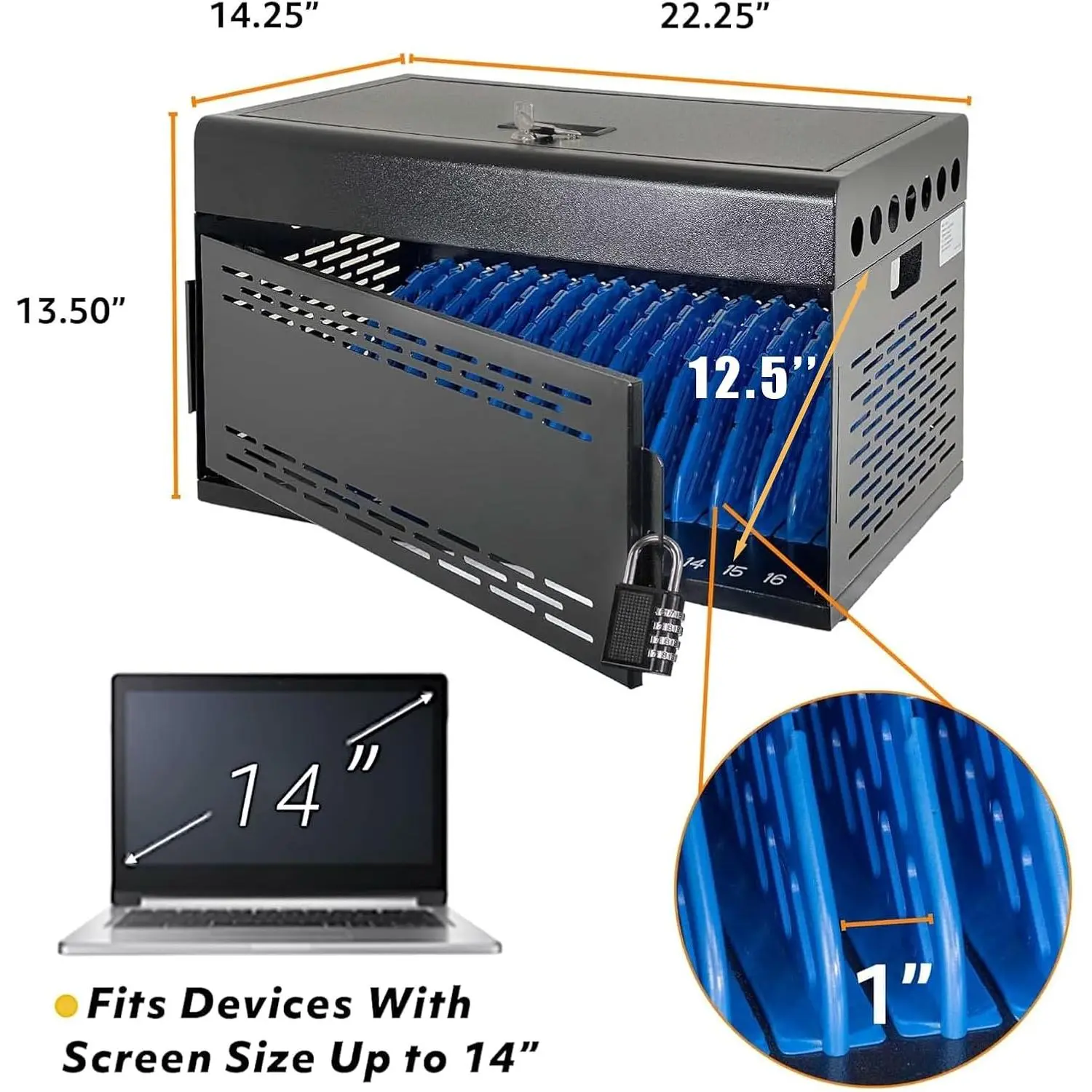 C16D-H - Locking Charging Cabinet for Chromebooks, iPads, and Laptops