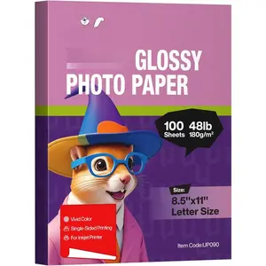 White Glossy 8.5x11 Inkjet Photo Paper 180GSM 48lb 8.5Mil 100 Sheets Letter Size  Dry for  Inkjet Printers