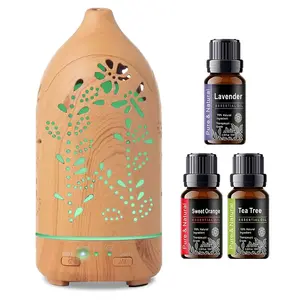 Aromatherapy Diffuser Essential Oils, Lavender Hollow Ultrasonic Humidifier with 7-Color LED Night Lights, Quiet Auto Shut Off for Bedroom