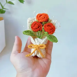 Mini Flower Bouquet Crochet, Keychain/Bag Charm Decor