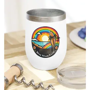 O'ahu Surf Company Best Mom Ever Island Rainbow Wine Tumbler Drinkware