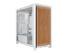 CORSAIR FRAME 4000D WOOD RS Modular High Airflow Mid-Tower PC Case, White & Oak. 3x 360mm Radiator Mounts. 4x RS120 PWM fans included - 13x 120mm fan mounts or 7x 140mm fans