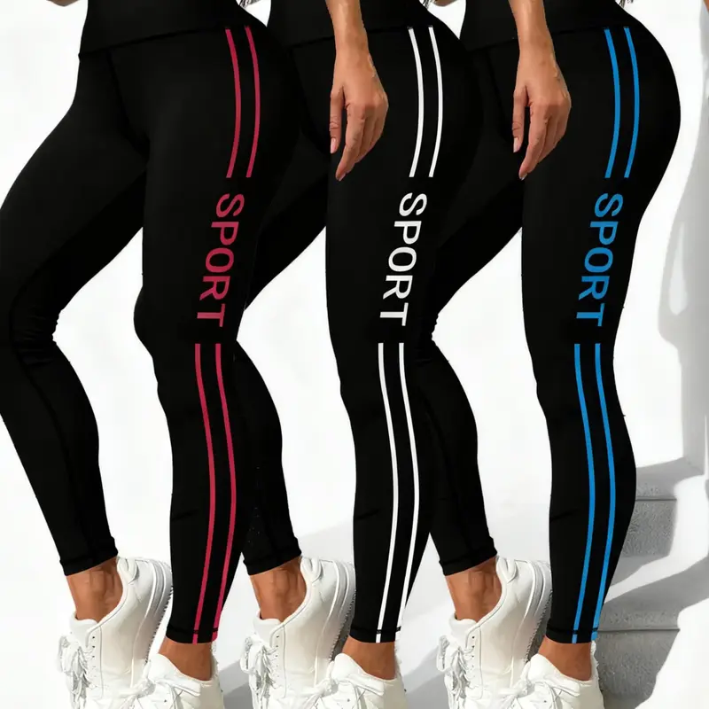 3-Pack Women's Skinny Tights, Comfortable Smooth Fabric, Activewear Bottoms for Fitness, Ideal for Yoga, Fitness, Cycling, Daily Wear, Spring & Fall Casual Style