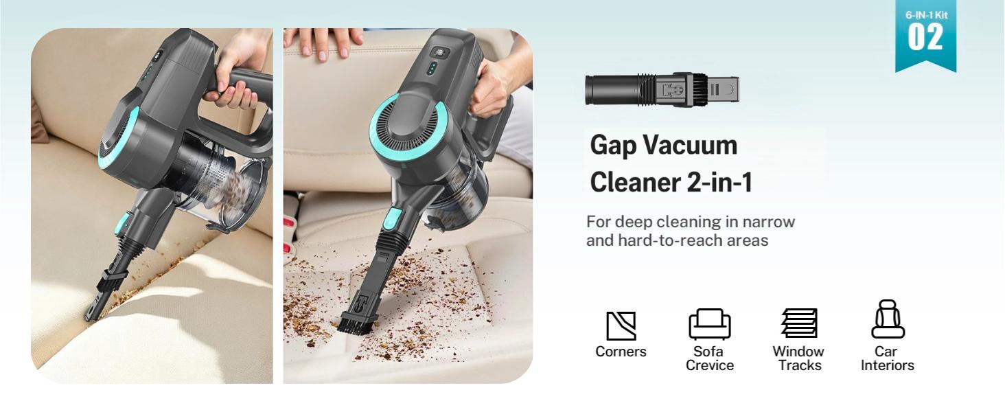 [MemorialDay]Devoac Cordless Vacuum Cleaner,8-in-1 Rechargeable Stick Vacuum,Up to 40mins Runtime,Powerful Suction,Lightweight,Versatile for Hardwood Floors\Car\Carpets\Pet Hair