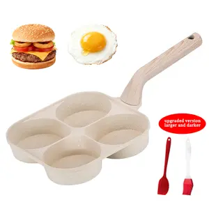 Non-stick Egg Frying Pan, 4 Holes Skillet With Handle, Non-stick Cookware frying pan, 4-Hole Nonstick Egg Burger Pan  Multi-Use Egg Frying Pan，An oil brush scraper is included as a gift kitche  bgadget, 4  in  1  pan, breakfast pan