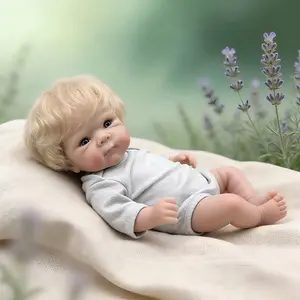 18 Inch Lifelike Reborn Baby Doll with Hand-Rooted Blonde Hair Realistic Newborn in Gray Onesie Magnetic Pacifier & Bottle Great Gift for Kids Collectors