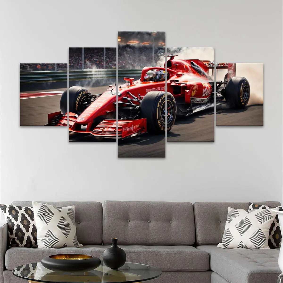 F1 Racing Car Pattern Canvas Painting, 5 Counts/set Modern Art Wall Decor, Artistic Wall Art for Home Living Room Bedroom Office, Ornaments