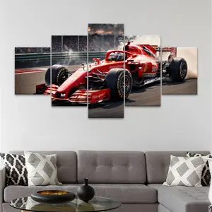 F1 Racing Car Pattern Canvas Painting, 5 Counts/set Modern Art Wall Decor, Artistic Wall Art for Home Living Room Bedroom Office, Ornaments