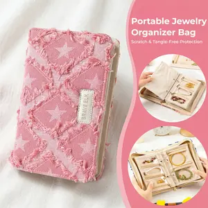 Portable Jewelry Organizer Book with Detachable Pages, Anti-Tarnish Travel Jewelry Storage Case for Necklaces, Bracelets-YY