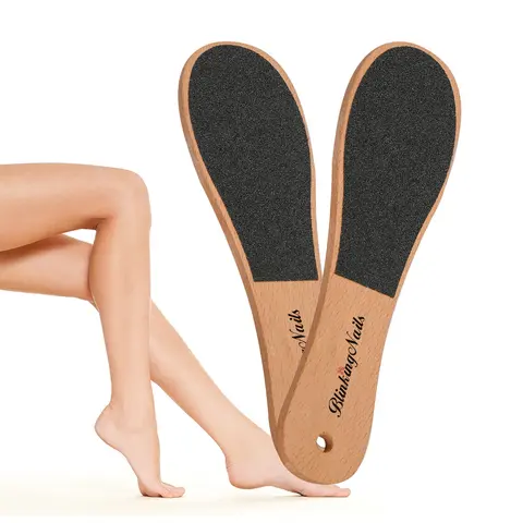 BlinkingNails 2-Piece Professional Pedicure Foot File Callus Remover Set with Wooden Handle - Removes Calluses, Fixes Cracked Heels, Multi-Pack for Adults' Nail Care, Manicure Cuticle Maintenance, 2 Piece Sets, Callus Remover For Feet