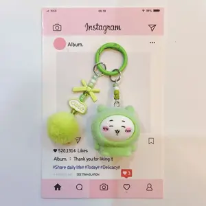 Chiikawa Flocked Cartoon Keychain Cute Momonga Hachiware Usagi Charm Phone Strap Bag Pendant Gift for Girls Kids