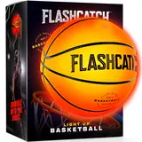FLASHCATCH LED Lights Basketball, Official Size 7 Rubber Basketball, Unisex Sports Equipment for Outdoor, High Visibility for Night Play