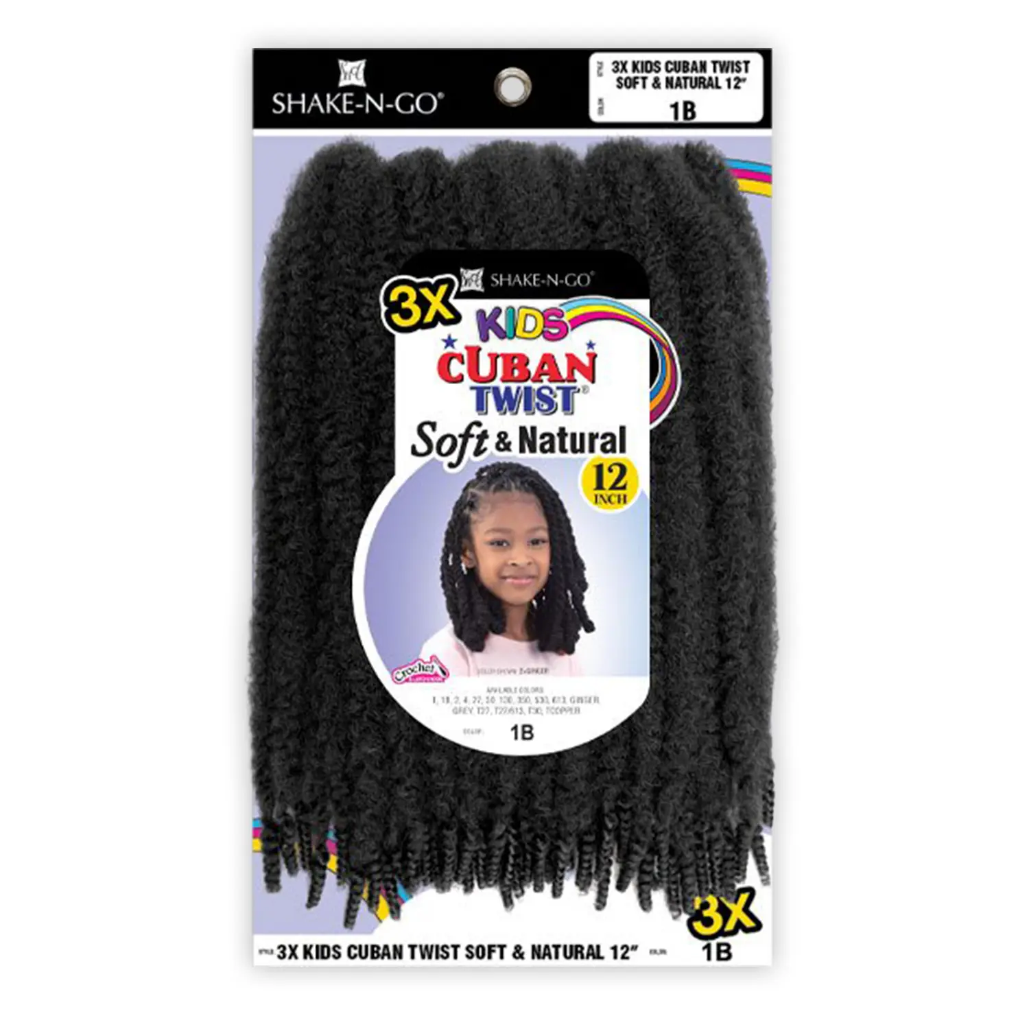 FreeTress Equal 3X Kids Cuban Twist Braids - Soft N Natural, 12" Synthetic Hair Extensions, Hot Water Set