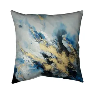 Begin Home Decor  16 x 16 in. Blue Marble-Double Sided Print Indoor Pillow Cover