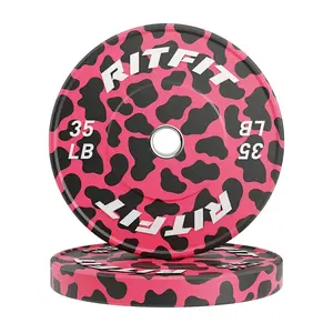 RitFit Pink leopard print bumper plates Olympic 2-Inch Rubber RitFit Pink leopard print bumper plates Olympic 2-Inch Rubber