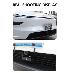 Front License Plate Frame, Metal Frame for Tesla Model Y Juniper & Model 3 Highland, No-Drilling Car Exterior Accessory Metal License Plate Holder Mount