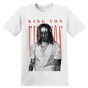 King Von T-Shirt Rapper Print T-Shirt Men's Unique Rap Music Themed Streetwear Unisex Crew Neck Cotton Tee Gift For Hip Hop Fans