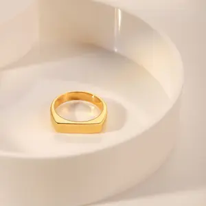 Lana Gold Signet Ring  ✨ Minimalist Gold Rectangle Statement Band