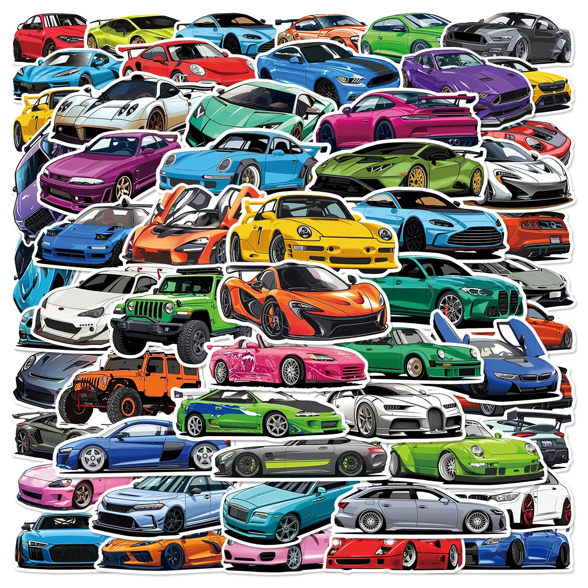 50pcs Racing Graffiti Series Stickers, Decal Set, Suitable for Faith Based Designs Such As Scrapbooks, Cars, Etc., Car Decorative Sticker, Car Decals, Automotive Decals, Automobile Decals, Car Merch, As Gifts with Positive Information