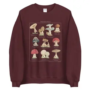 Mushling Identification Sweatshirt  - Botanical Mushroom Sweatshirt - Vintage Mushroom Chart Graphic Sweatshirt Unisex Botanical Aesthetic