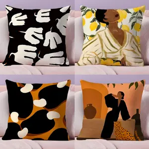 PIKPAKA Art Abstract Illustration Cushion Cover Soft Short Plush Fabric Double-Sided Print | Organic, Breathable,Sofa Pillow Case,Invisible zipper Mite Removal Durable Materia | Warm Winter Home Child Gift