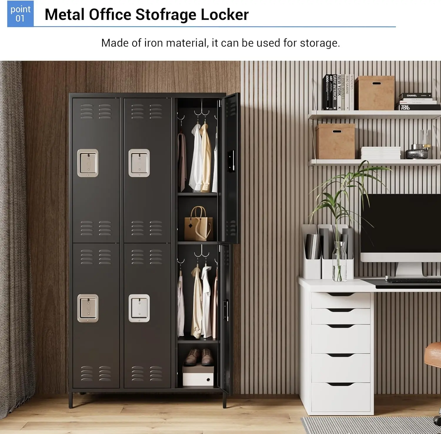 6 Door Metal Lockers, Industrial Double Lockers, Heavy Duty Steel Gym Lockers, Secure Storage Solutions, Perfect for Offices, Gyms, Schools and Homes, Metal Combination Lockers for Employees