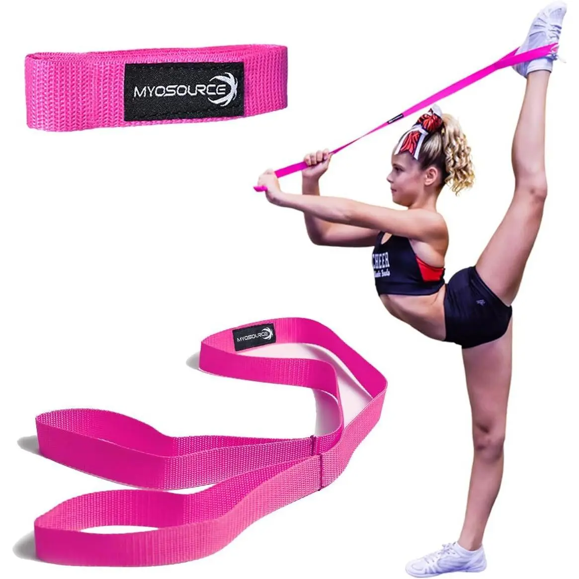 Myosource Kinetic Bands Cheerleading Flexibility Stunt Strap - Improve Stretching and Stunts for Cheer Dance Gymnastics & Physical Therapy – Stocking Stuffers Present for Kids Girls Adults - 12 Colors