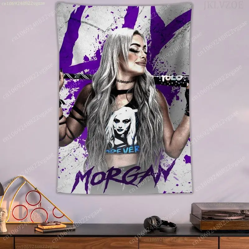 WWE Liv Morgan Artwork Tapestry - Sporty Tapestry Wall Decor for Bedroom, Chic Gift for Wrestling Fans, Home Supplies Aesthetic Print, Artwork Tapestries, Sporty Tapestries