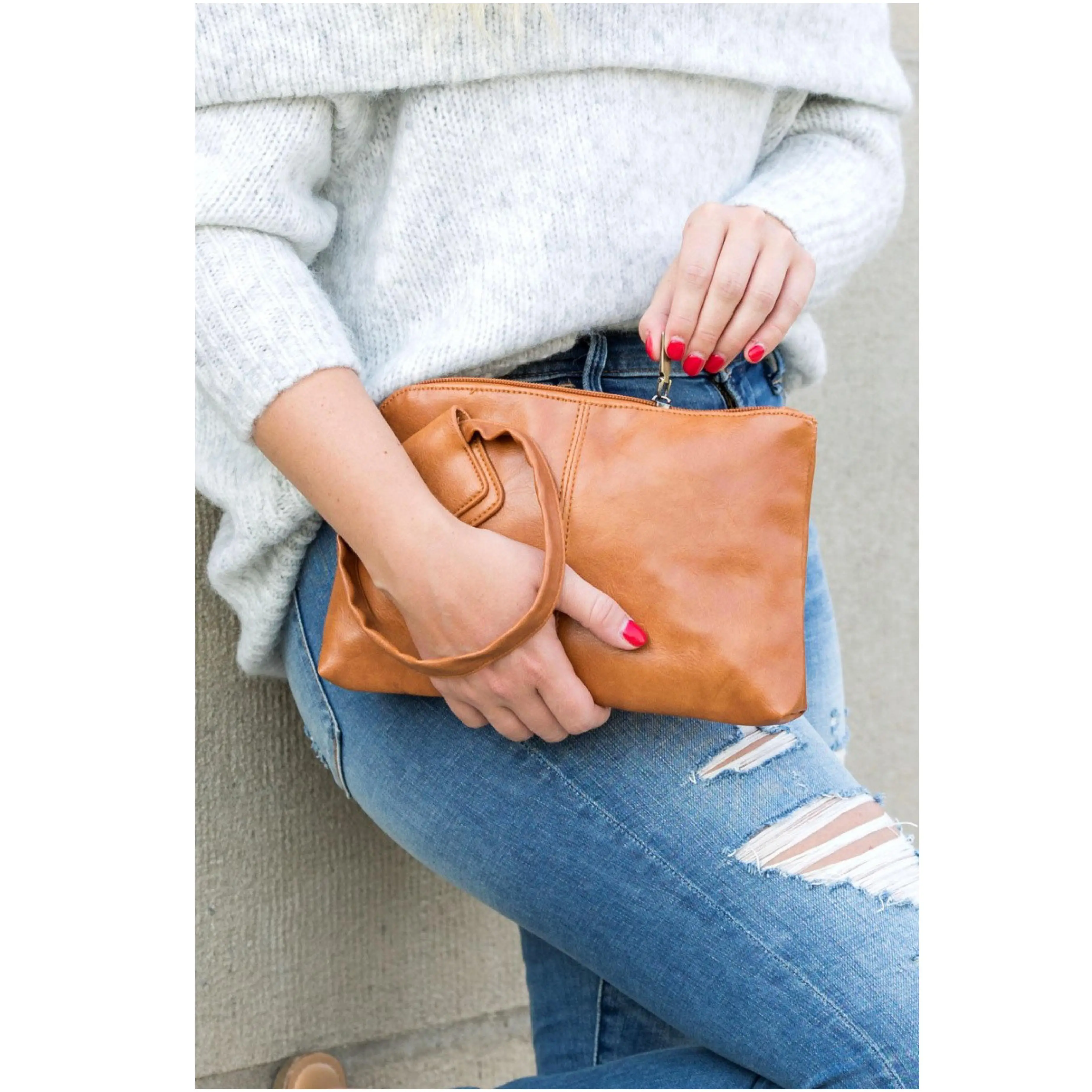 Mini Wristlet Clutch - Cognac Mustard