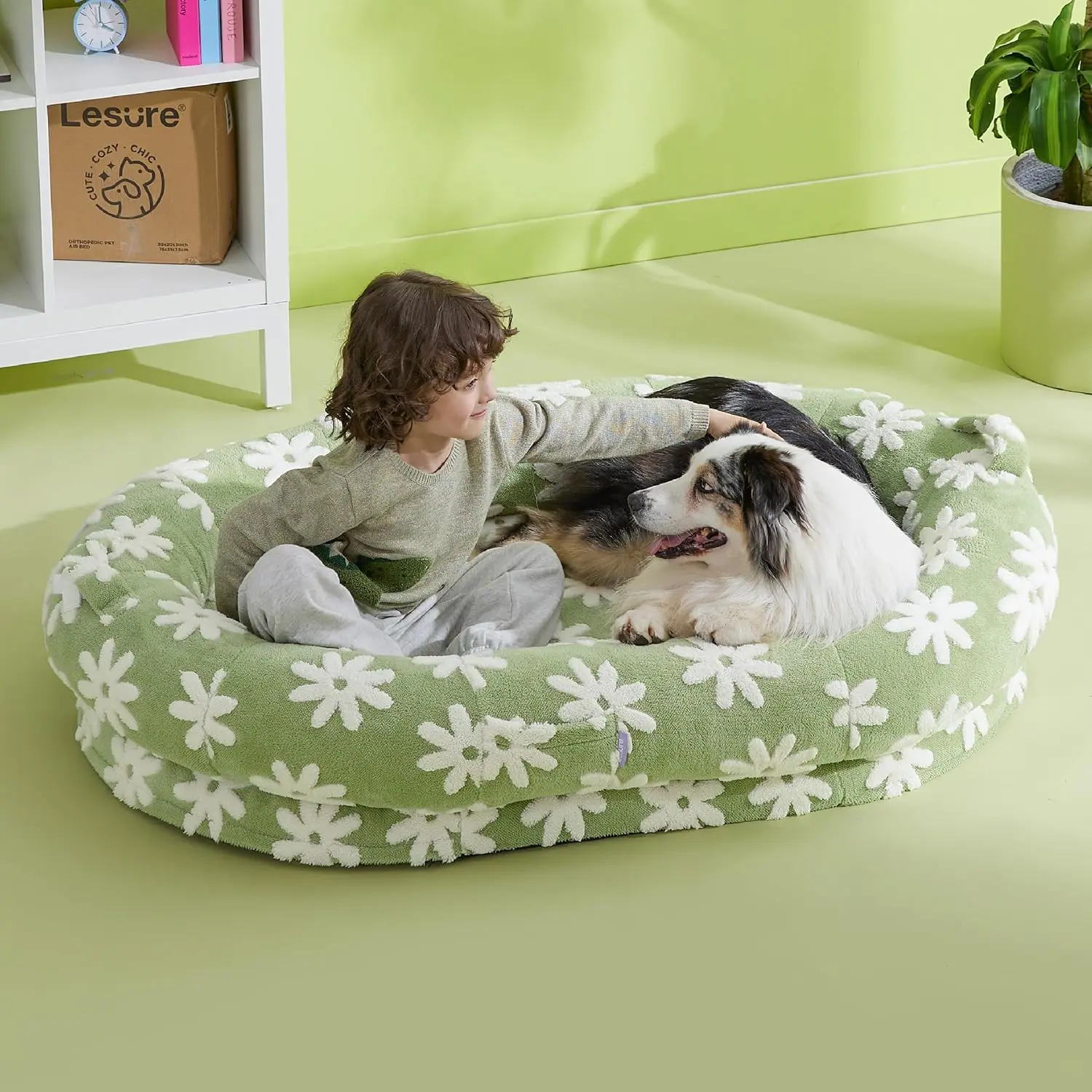 Jaquard Human Dog Bed Green XXL(68x44x12)