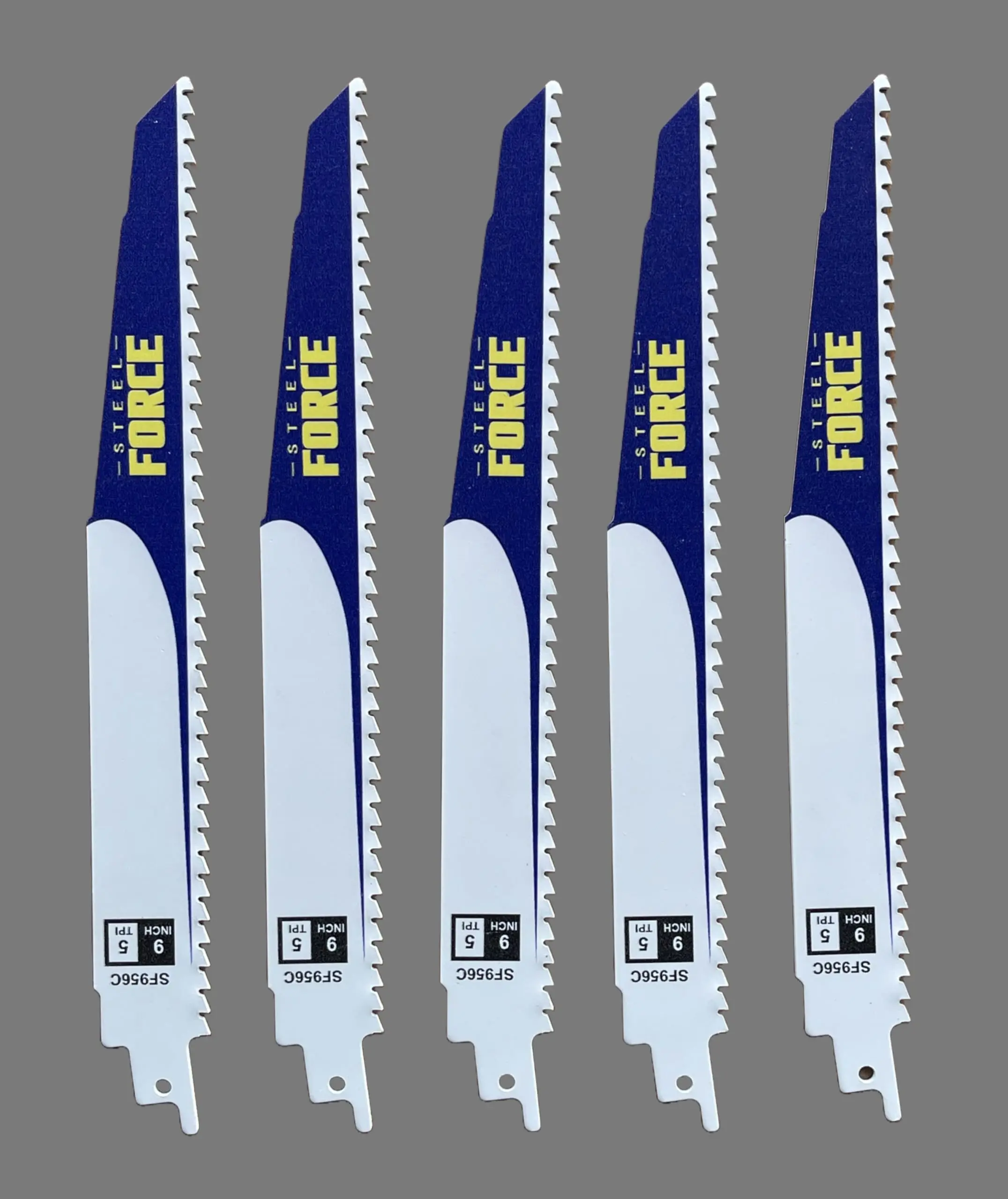 Steel Force SF956C 9" Bi-Metal 5TPI Reciprocating Sawzall Saw Blades, 5-Pack Ideal for Wood Cutting