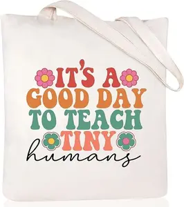 Teacher Appreciation Gifts Canvas Tote Bags Aesthetic for Women Cloth Cotton Bags Travel Bag Reusable Grocery Shopping Bag
