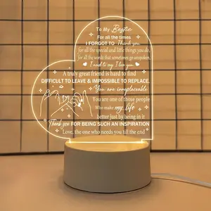 Engraved Heart-Shaped Acrylic Night Lamp - Thoughtful Present for Women Best Friends, Ideal for Galentine’s Day & Birthdays