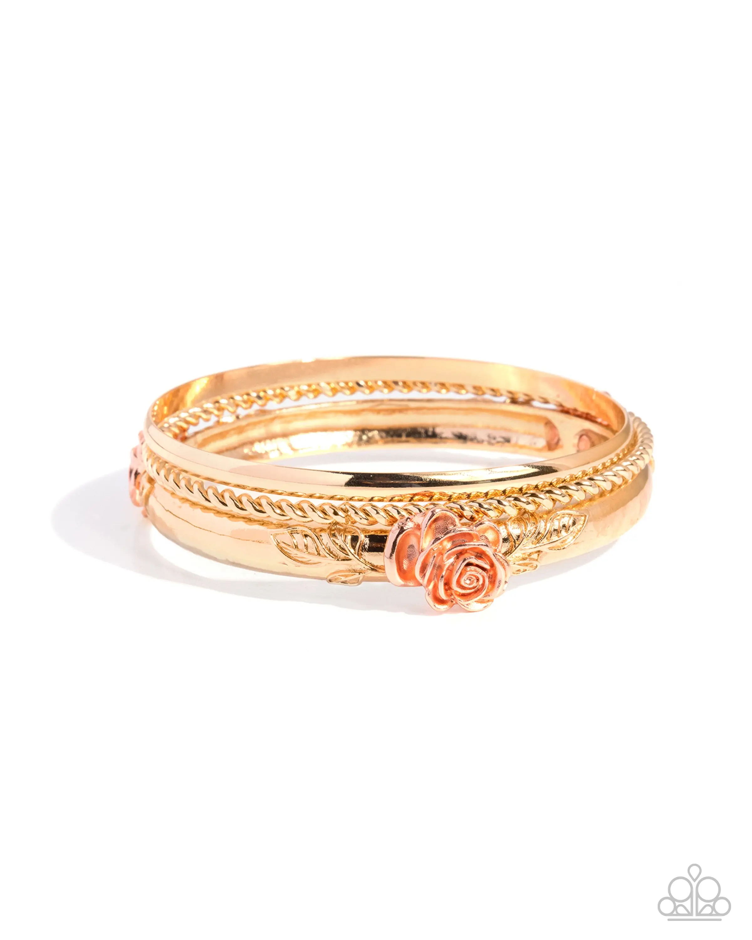 Rose Rarity - Gold Copper Rose Bangle Bracelet Stack - Paparazzi