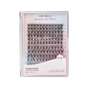 [RUBY VIBE CO] LashFlex Segments WL002 Flexible Lightweight Faux-Mink Synthetic Fiber 144 Multi-Length Pieces for Seamless Natural-Look Wear