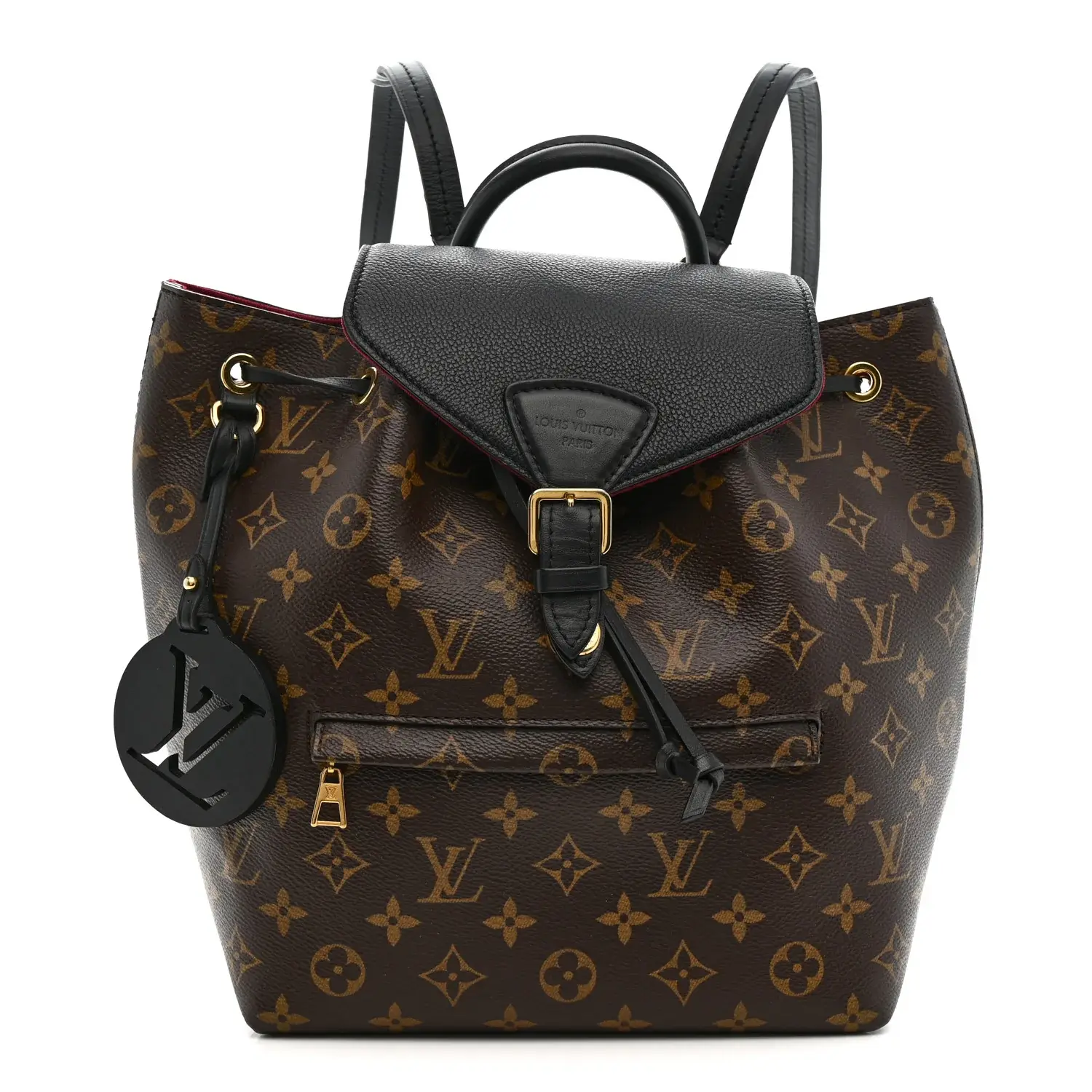 Pre-owned Louis Vuitton Coated Canvas Backpacks Monogram Montsouris PM Black