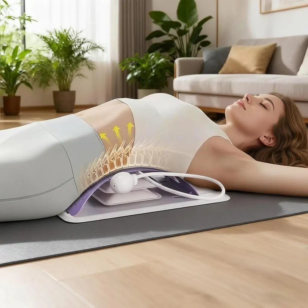 Violet Manual Back Stretching Device, Multi-Level Back Massager, Back Stretcher, Ergonomic Anti-Slip Massage Roller, Load-bearing 150 kg, Relieves muscle recovery pain, suitable for home yoga, gym Pilates, The best birthday gifts for family and friends
