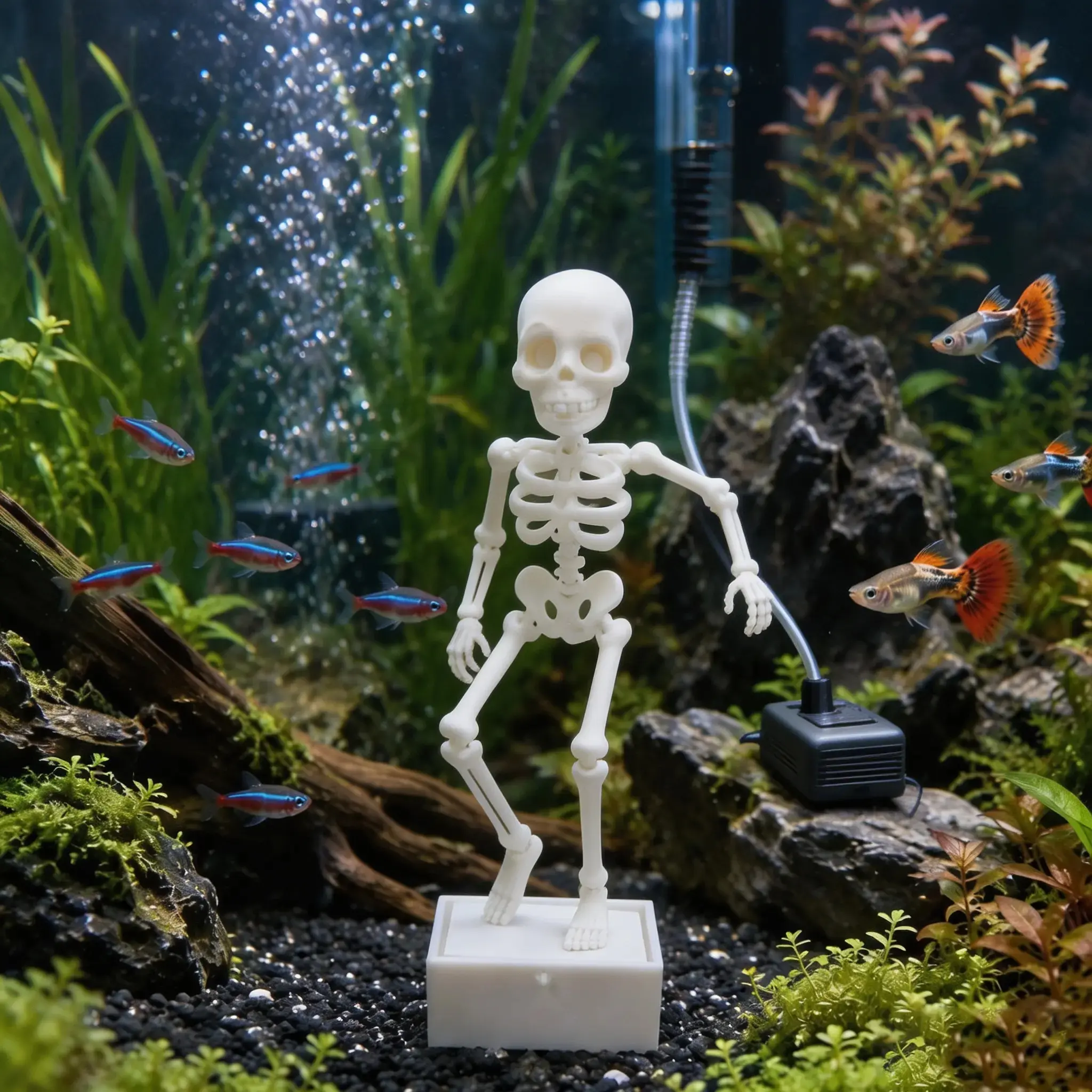 Air Driven Dancing Skeleton Aquarium Decor, Movable Joint Skull, Fun Bubble-Powered Fish Tank Ornament, Unique Halloween Gift, Aquarium Decorations, Fish Decorations For Tank