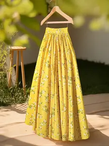 Elegant Floral Midi Dress, Long Sleeve A-Line Summer Vacation Gown, Casual Fashionable Women's Clothing for Daily Wear, Skirt, Woven, Womenswear