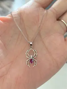 1 PC Charm Cubic Zirconia Spider Necklace Pendant For Women Halloween Jewelry Charms Necklace