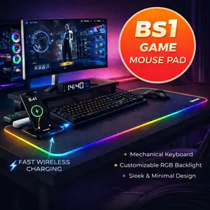 Magnetic Wireless Charging RGB Mouse Pad, 15W Fast Charger Extended Desk Mat, Waterproof Gaming Desk Pad for Keyboard & Mouse, Smooth Surface for Office, Home & PC Setup
