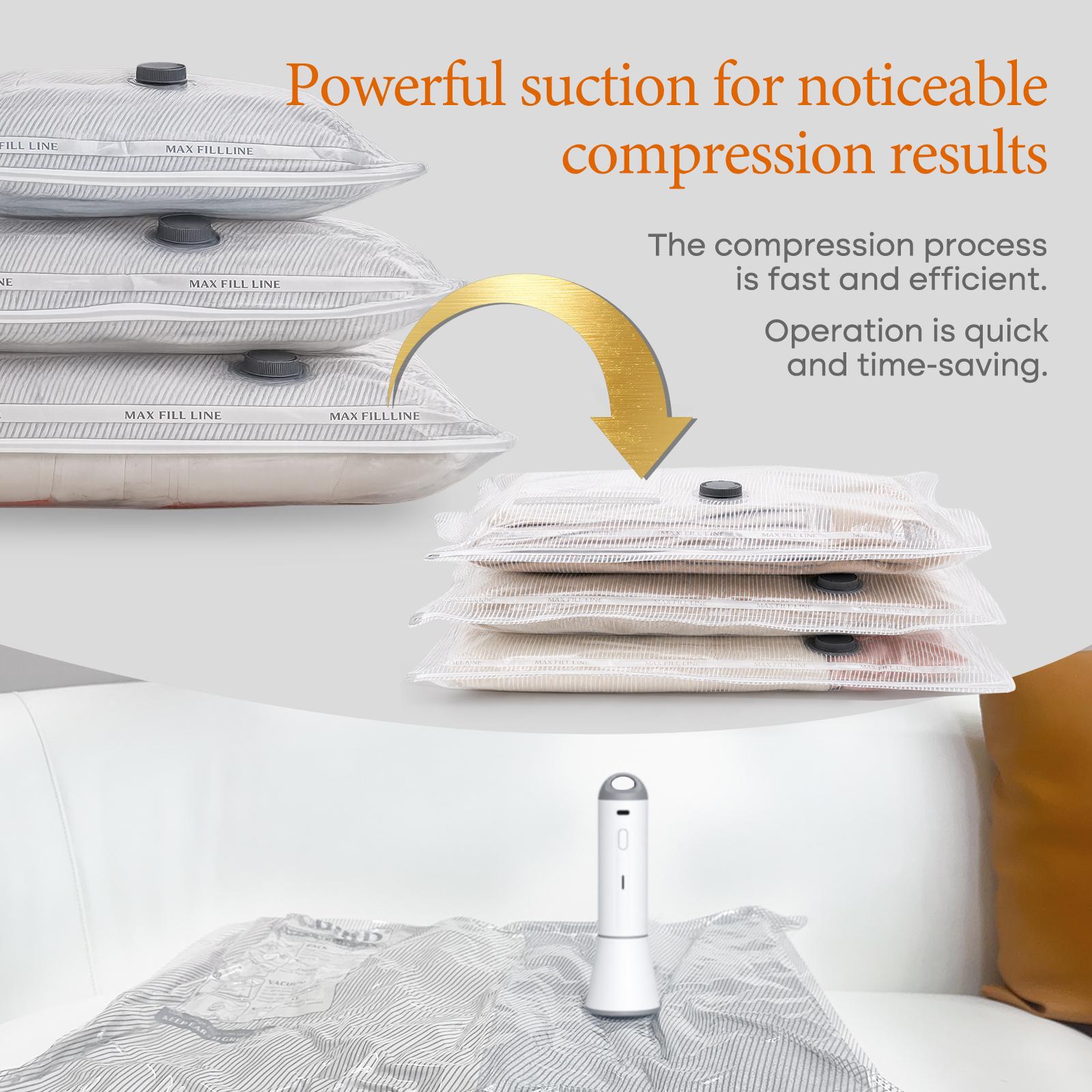2026 Upgraded Cordless Vacuum Compression Bag Set, 24 Pack 3 Sizes  Travel Storage Bags, USB Rechargeable Handheld Pump, Waterproof Reusable Space Saver Zipper Pouches for Luggage Suitcase Clothes Carry-On Packing