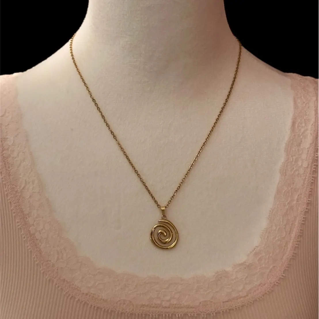 Spiral Pendant Chain Necklace Vortex Swirl Women Men Goth Grunge Aesthetic Punk