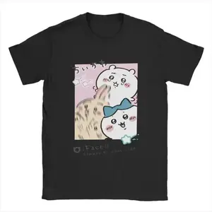 Cartoon Cute Chiikawa Kawaii T Shirt Men 100%25 Cotton Hipster T-Shirt O Neck Japanese Design Tee Shirt Short Sleeve merch Summer Casual Menswear