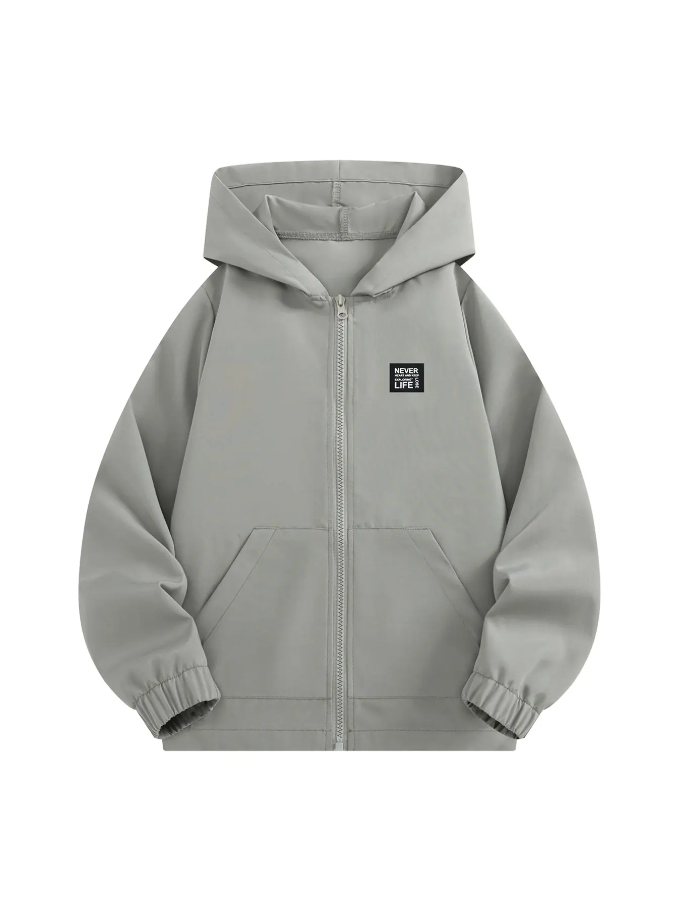Boys' Long Sleeve Jacket with Hood, Casual Loose-Fit Zip-Up, Spring & Fall Wear, Comfortable Daily for School, Travel, Outdoor Activities, Casual Comfy Jacket