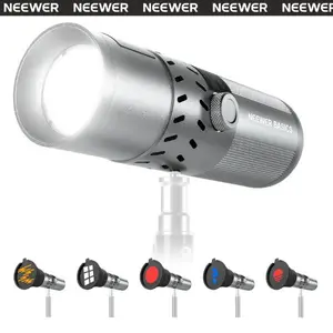 NEEWER FL20 20W RGB Photography Flashlight with 20 Gobo Filters & 4 Colors Portable LED Spotlight for Creative Video Recording Studio Lighting Professional Photography Spotlight with 49.95Wh Battery - Camera, Aluminium