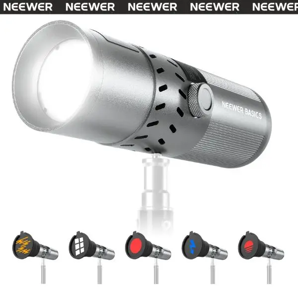 NEEWER RGB Photography Flashlight with 20 Gobo Filters & 4 Colors, Portable LED Spotlight for Creative Video Recording Studio Lighting Professional Photography Spotlight with 49.95Wh Battery - Camera, Aluminium, FL20/FL12C/FL10