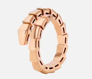 Pre-owned Bvlgari Serpenti Viper Ring Plain one coil 18 kt Rose Gold/white gold